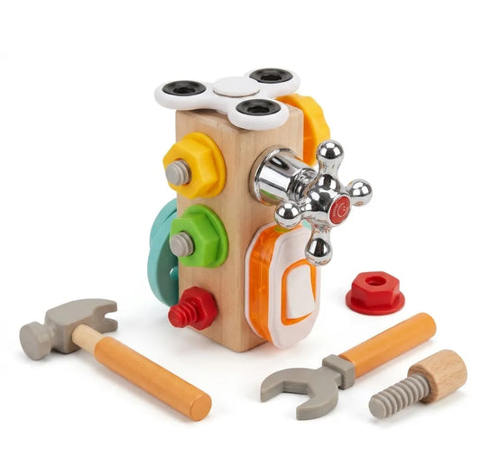 Cubo didáctico multiactividades Tuercas MONTESSORI