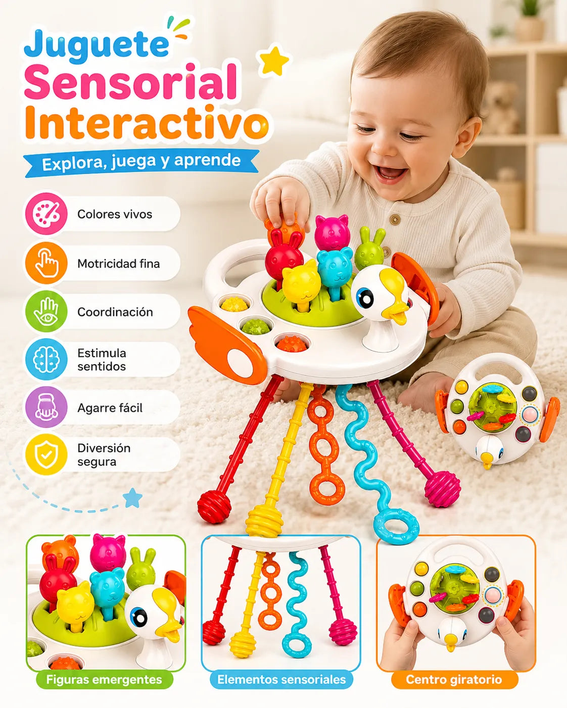 COMBO SENSORIAL: Spinner + Mordedor didáctico Montessori