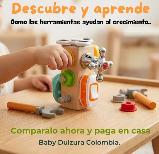 Cubo didáctico multiactividades Tuercas MONTESSORI