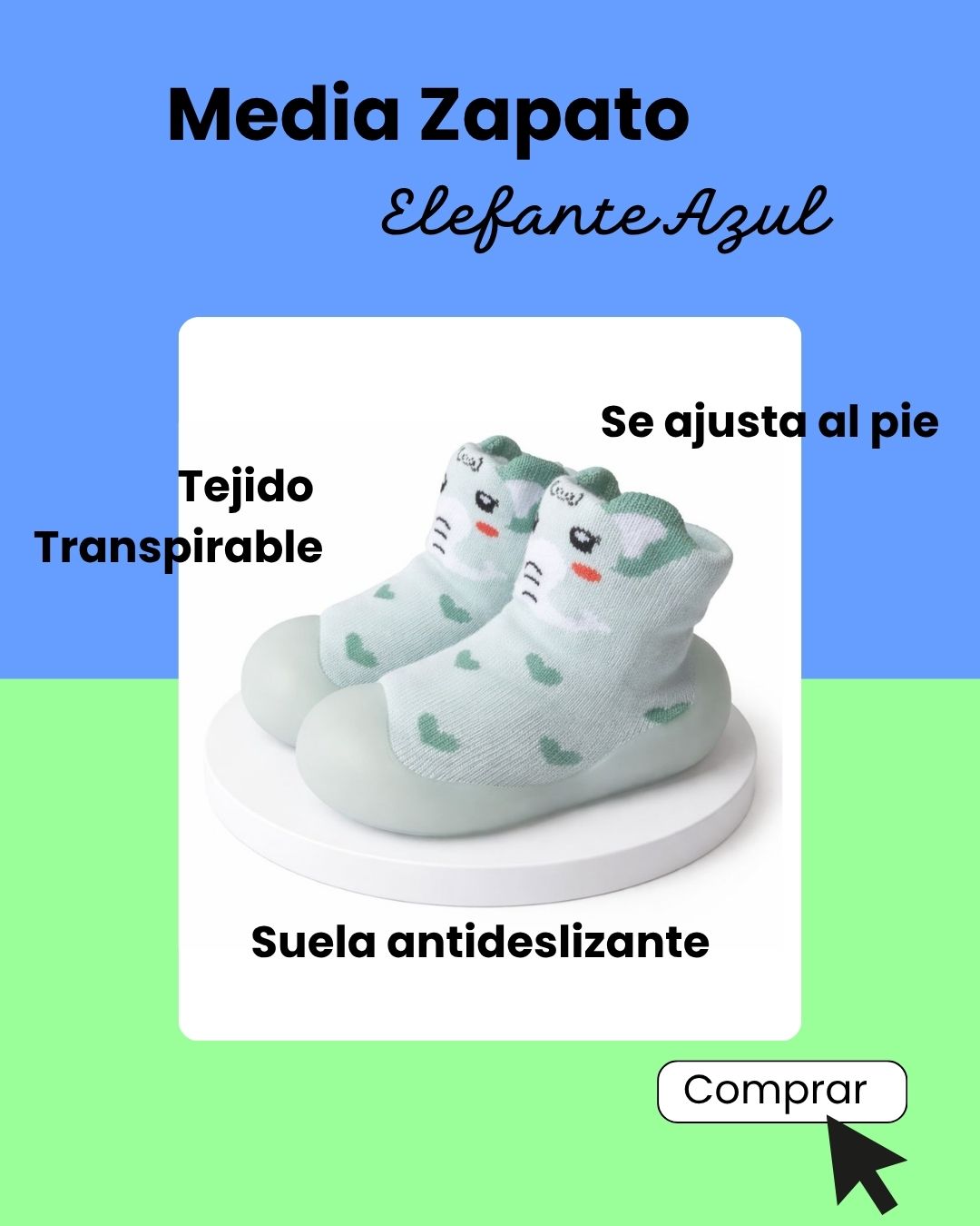 Media Zapato - Elefante Azul - PARA NIÑA