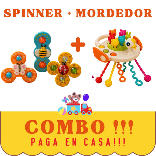COMBO SENSORIAL: Spinner + Mordedor didáctico Montessori